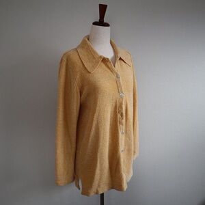 Denim&Co Mustard Button Down Shirt